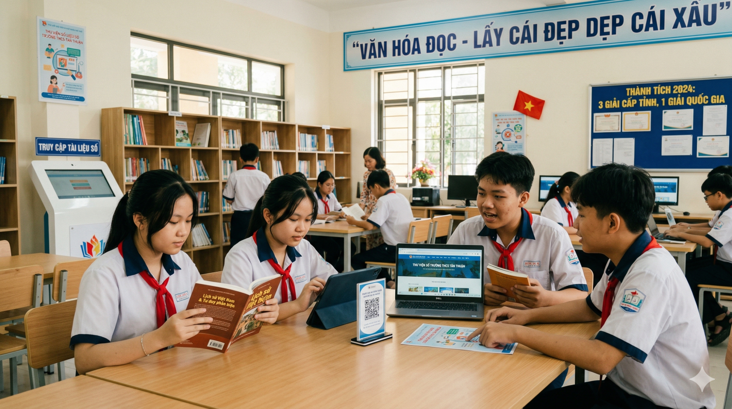 Học sinh đọc sách trong thư viện